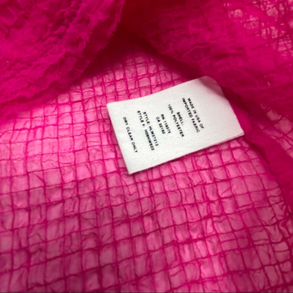 new Helmut Lang ψ Grid Chiffon Asymmetrical Top ψ Fuchsia Hot Pink ψ Large ψ - Picture 12 of 16